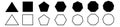 Set of geometric shapes, polygons with various number of sides