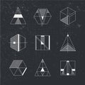 Set of geometric shapes. Trendy hipster background and logotypes.
