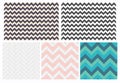 Set of geometric vector textures. Seamless abstract zigzag paper patterns. Floor color laminate background