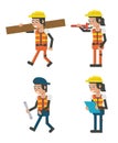 Set of geometric workers cartoons Royalty Free Stock Photo