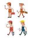 Set of geometric workers cartoons Royalty Free Stock Photo