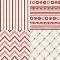 Set of geometrical brush drawn vector seamless patterns Royalty Free Stock Photo