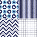 Set of geometrical brush drawn vector seamless patterns Royalty Free Stock Photo