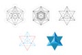 Set of geometrical elements and shapes. Sacred Geometry Davids Star development from Metatron Cube.