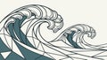 Geometric stylized ocean waves for clean and modern marine design, vector design Generative AI Royalty Free Stock Photo