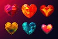 set of geometrics hearts with colorful background. Ai generative