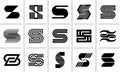 Set of geometry line flat letter S logo branding design