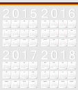 Set of German 2015, 2016, 2017, 2018 calendars Royalty Free Stock Photo