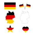 Set of German symbols. Flag, card, star and heart. Vector illustration. Elements for design.