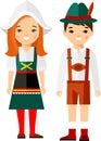 Vector illustration of german children, boy, girl, people