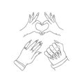 Set of gestures of female hands