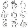 Set of gestures. Hands symbols (signals) collection. Cartoon style. Isolated on white background.