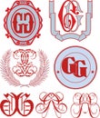 Set of GG monograms and emblem templates Royalty Free Stock Photo
