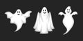 Set of ghosts on black. Vector illustration. Royalty Free Stock Photo