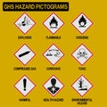 Set of GHS pictograms on transparent background