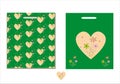 Set of gift bags with abstract drawings of hearts