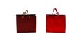 Set of gift bags isolated on white background, red and brown Royalty Free Stock Photo