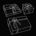 Set of gift box on black background.