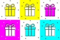 Set Gift box icon isolated on color background. Vector Royalty Free Stock Photo
