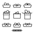 Set of gift boxes icons with ribbons on a white background Royalty Free Stock Photo