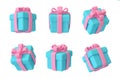 Set of gift boxes with ribbon and bow isolated on white. Clipping path included Royalty Free Stock Photo