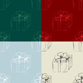 Set of gift boxes seamless patterns