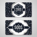 Set of Gift Cards with Black Sequins Texture