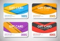 Set of gift cards in the style of the material design Royalty Free Stock Photo