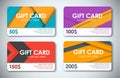 Set of gift cards in the style of the material design Royalty Free Stock Photo