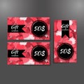 Set of gift certificates with hearts background. Royalty Free Stock Photo