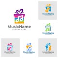 Set of Gift Music Logo Vector Icon Illustration. Music logo design template