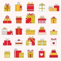 Set of gift and present icons isolated