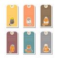 Set of gift tags with cute cartoon occupation characters. Royalty Free Stock Photo
