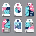 Set of Gift Tags with with geometric shapes, abstract textures and example text. Perfect for birthday present and gifts