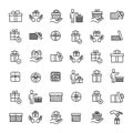 Set of 36 gift thin line icons.