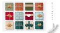 Set of gifts box in craft style Top view. Gift presents vector illustration Royalty Free Stock Photo