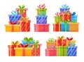 Set of gifts boxes isolated on white. Watercolor christmas and new year set with gift boxes Royalty Free Stock Photo