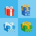 Set of gifts boxes present icon