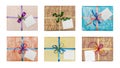 Set of gifts which is elegantly packed into crumpled paper Royalty Free Stock Photo