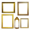 Set of gilded frames. Isolated over white background Royalty Free Stock Photo