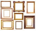 Set of gilded frames. Isolated over white background Royalty Free Stock Photo