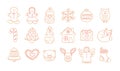 Set of gingerbread cookies for Christmas in doodle style. Royalty Free Stock Photo