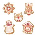 Set of gingerbread cookies for Christmas white background