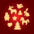 Set of gingerbread cookies. Decorative Christmas biscuits. Vector illustration Royalty Free Stock Photo