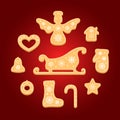 Set of gingerbread cookies. Decorative Christmas biscuits. Vector illustration Royalty Free Stock Photo