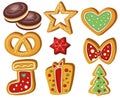 Set of gingerbread Holiday sweet cookie isolated