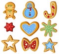 Set of gingerbread Holiday sweet cookie isolated