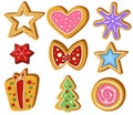 Set of gingerbread Holiday sweet cookie isolated