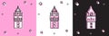 Set Giralda in Seville Spain icon isolated on pink and white, black background. Vector