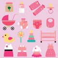 set of girl baby icons. Vector illustration decorative design